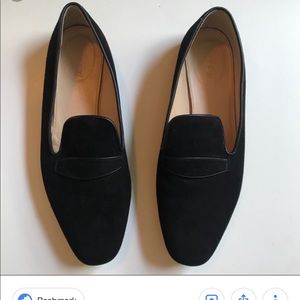 J Crew Black Suede Smoking style slipper